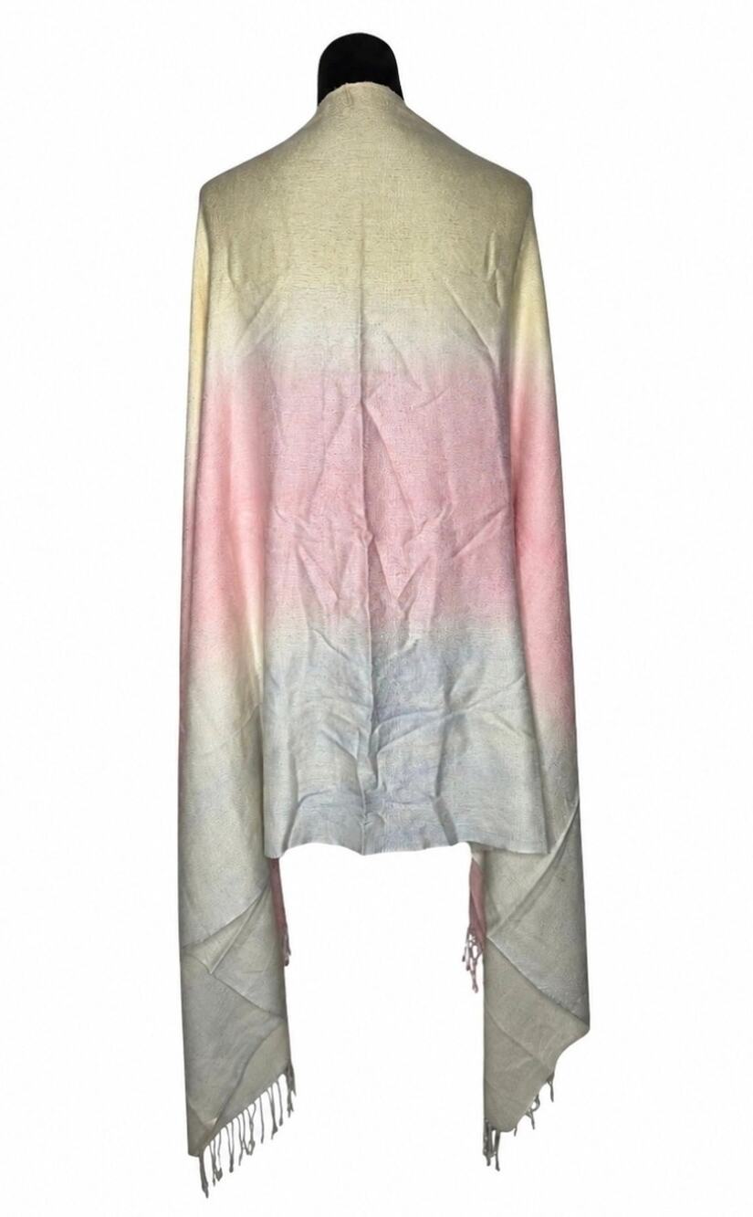 Le Pashmina Cashmere Silk Blend Ombre Shawl Wrap Scarf Fringe Oversized 82x35
